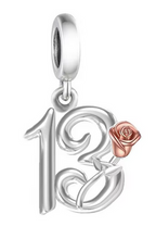 Load image into Gallery viewer, Birthday 21 -60 Years old Rose Dangle Charm