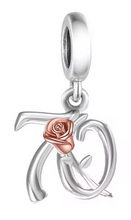 Load image into Gallery viewer, Birthday 21 -60 Years old Rose Dangle Charm