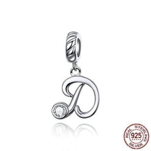 Load image into Gallery viewer, 925 Sterling Silver CZ Alphabet Letter A-Z Dangle Charm