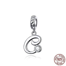 Load image into Gallery viewer, 925 Sterling Silver CZ Alphabet Letter A-Z Dangle Charm