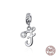 Load image into Gallery viewer, 925 Sterling Silver CZ Alphabet Letter A-Z Dangle Charm