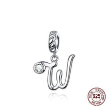 Load image into Gallery viewer, 925 Sterling Silver CZ Alphabet Letter A-Z Dangle Charm