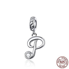 Load image into Gallery viewer, 925 Sterling Silver CZ Alphabet Letter A-Z Dangle Charm