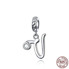 Load image into Gallery viewer, 925 Sterling Silver CZ Alphabet Letter A-Z Dangle Charm