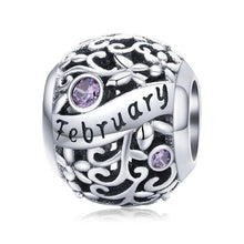 Load image into Gallery viewer, 925 Sterling Silver Birthstone and Birthmonth Bead