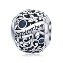Load image into Gallery viewer, 925 Sterling Silver Birthstone and Birthmonth Bead