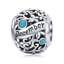 Load image into Gallery viewer, 925 Sterling Silver Birthstone and Birthmonth Bead