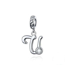 Load image into Gallery viewer, 925 Sterling Silver CZ Alphabet Letter A-Z Dangle Charm