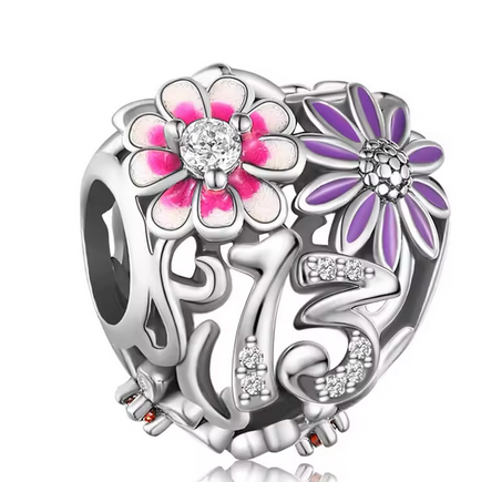 13 Daisy Heart Birthday Charm