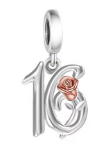 Load image into Gallery viewer, Birthday 21 -60 Years old Rose Dangle Charm

