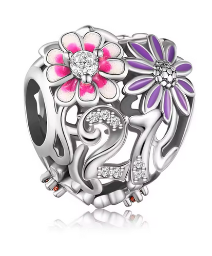 21 Daisy Heart Birthday Charm