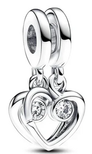 Two Hearts Dangle Charm