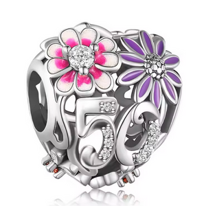 50 Daisy Heart Birthday Charm