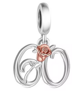 Birthday 21 -60 Years old Rose Dangle Charm