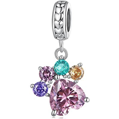 Multi-Coloured Dog Paw Dangle Charm