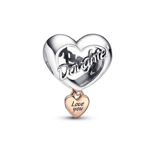Two Tone Daughter Heart Bead Charm