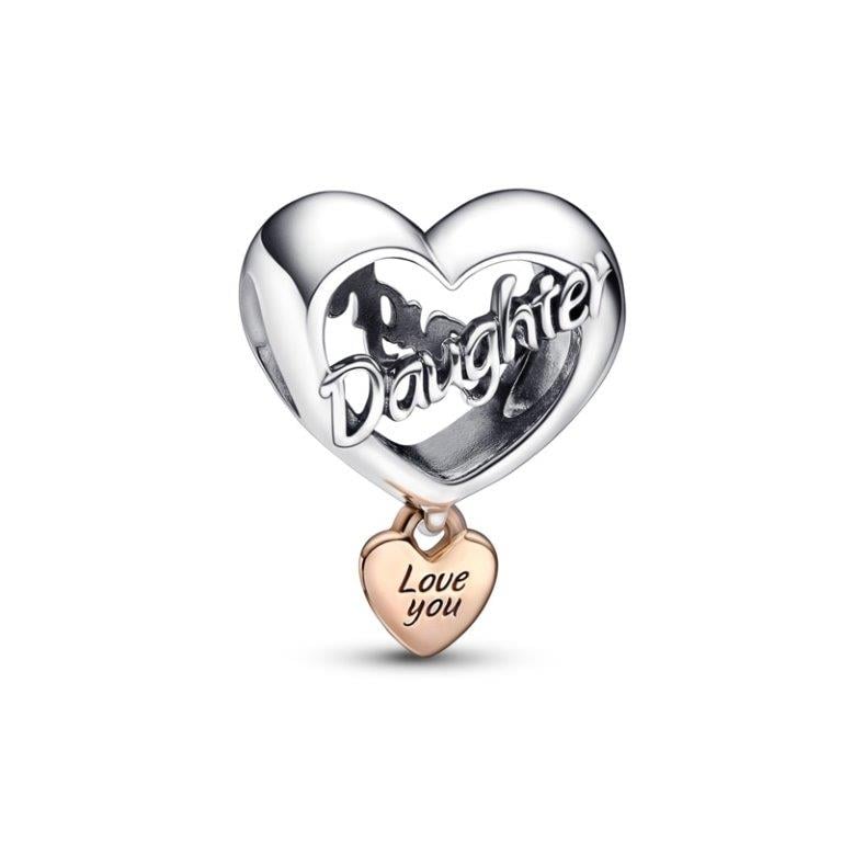 Two Tone Daughter Heart Bead Charm