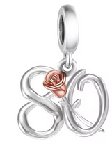 Load image into Gallery viewer, Birthday 21 -60 Years old Rose Dangle Charm

