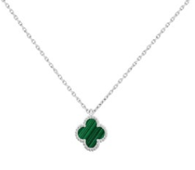 Clover Green Silver Necklace