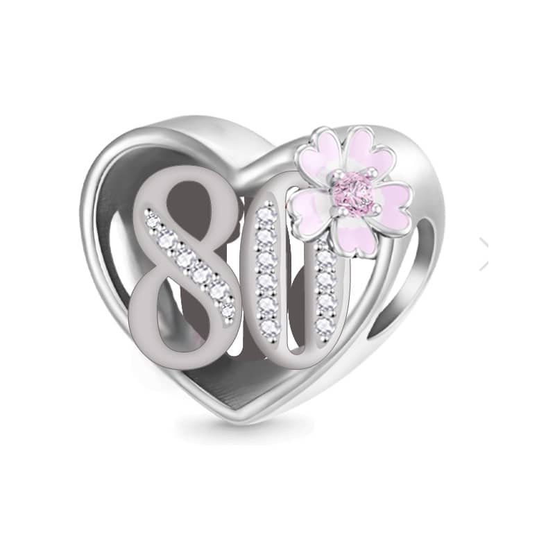 925 Sterling Silver 80 Birthday Charm