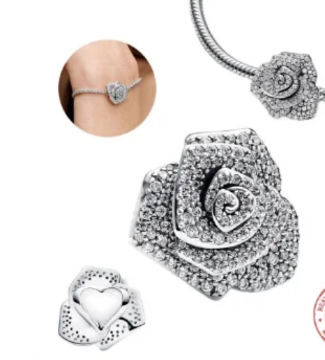 925 Sterling Silver Rose Charm