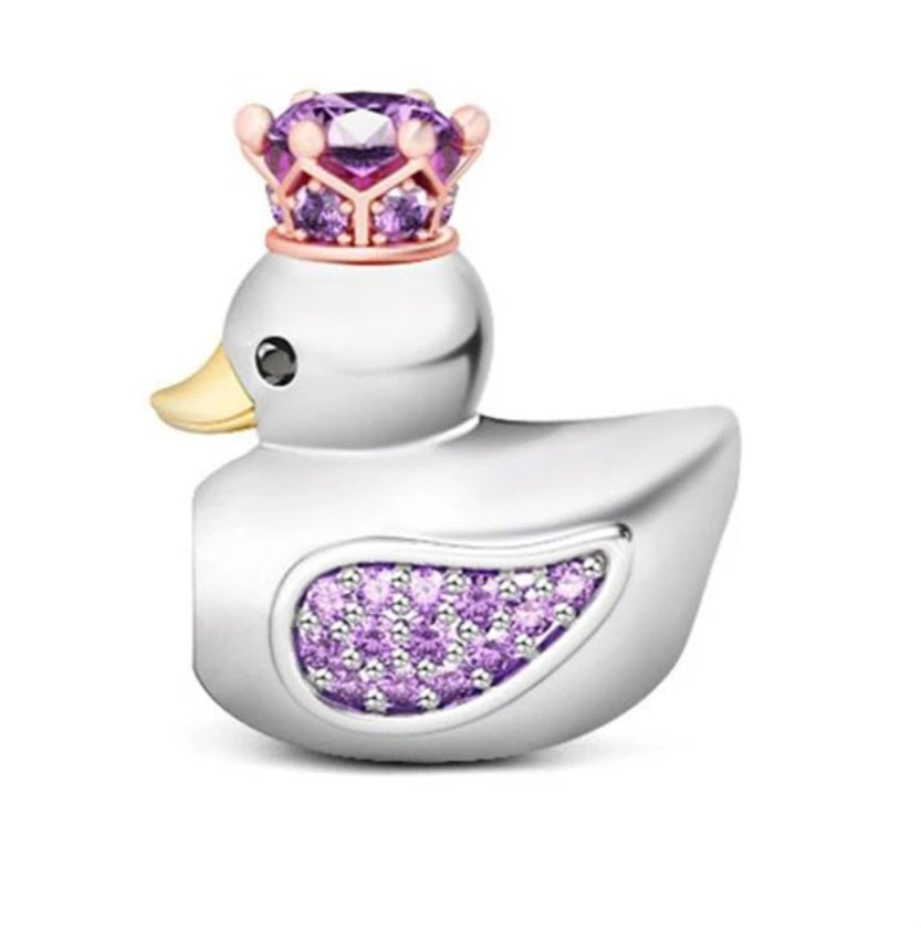 Duck with Crown Bead Charm
