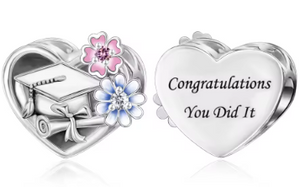 Congrats Flower Heart Charm
