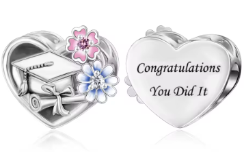 Congrats Flower Heart Charm
