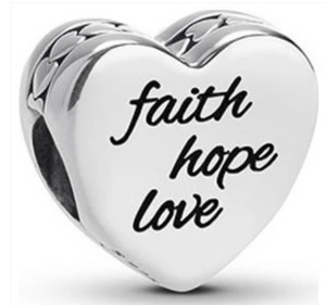 Faith,Love & Hope Heart Charm