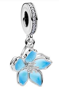 Blue Cherry Blossom Flower Charm