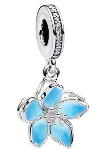 Blue Cherry Blossom Flower Charm