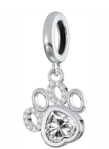 CZ Paw Dangle Charm
