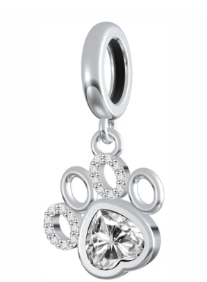 CZ Paw Dangle Charm