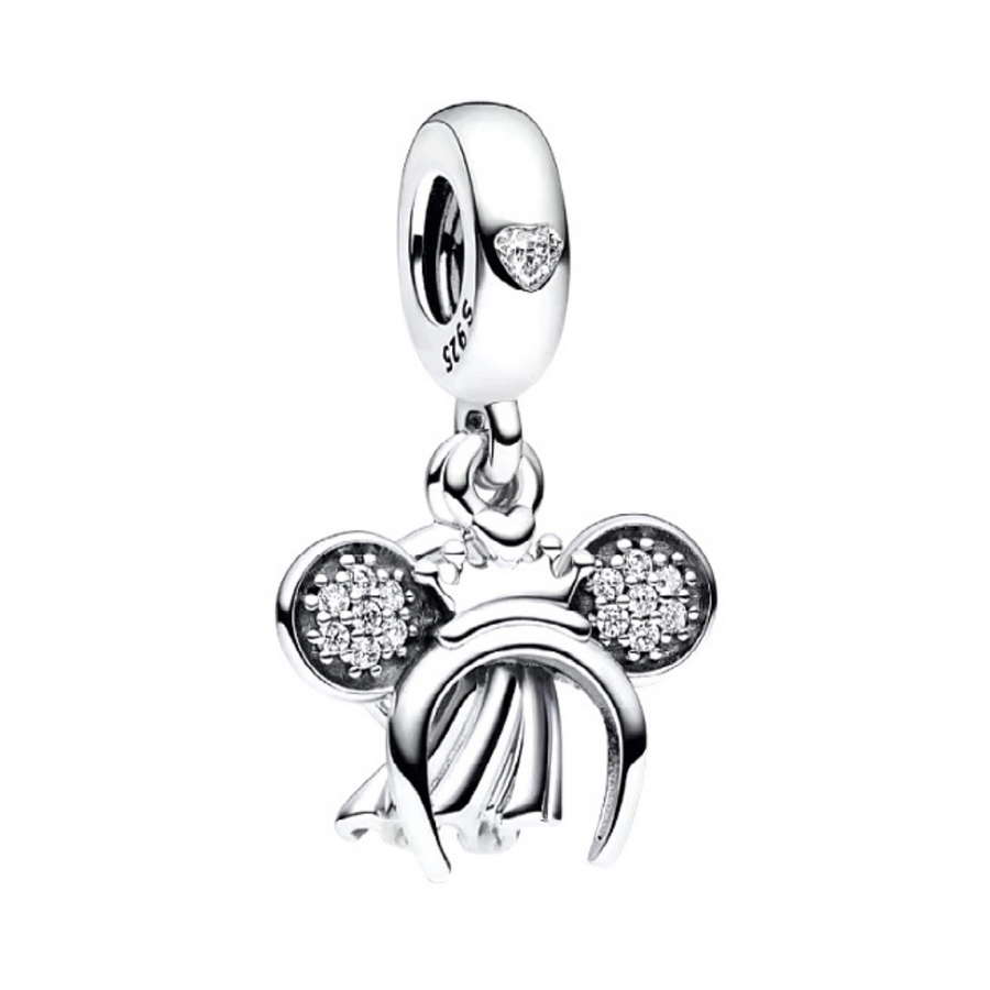 Minnie Mouse bridal Headband and Ring Double Dangle Charm