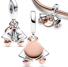 Load image into Gallery viewer, Rose Gold &amp; Silver Wedding Bells Dangle Charm
