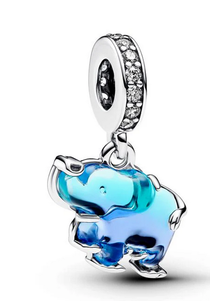 Blue Murano Elephant Dangle Charm