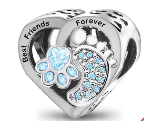 Foot Print & Dog Blue Paw Charm