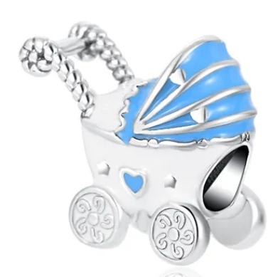 Blue Enamel Pram Charm