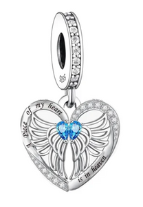 Blue Heart Wing Dangle Charm