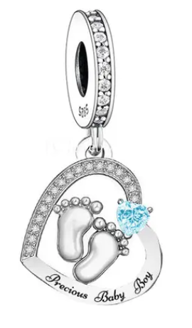 Baby Boy Heart Dangle Charm