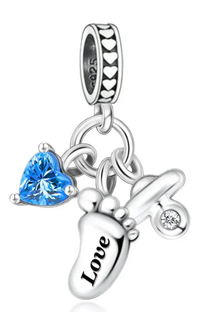 Baby Boy Pacifier and Foot Dangle Charm