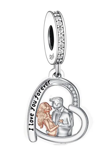 Couple Heart Dangle Charm
