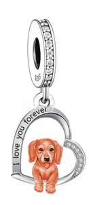 Two Tone Dachshund Dog Dangle Charm