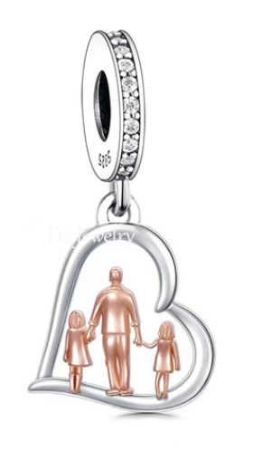 Dad & Girls Heart Dangle Charm