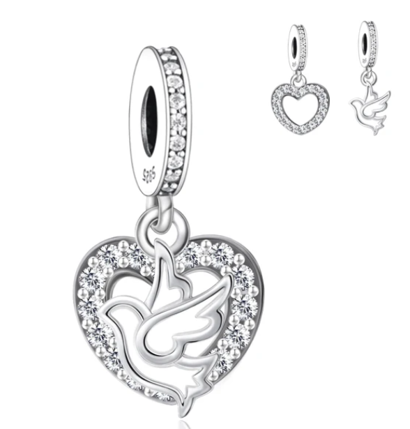 Dove Heart Dangle Charm