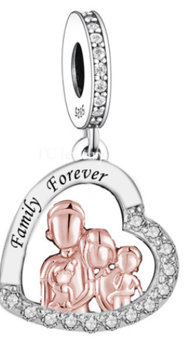 Family Forever Heart Dangle Charm