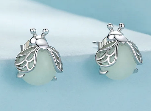 925 Sterling Silver Glow-in-the-dark Firefly Stud Earrings Earrings