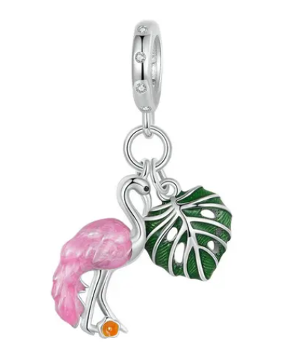 Pink Flamingo Dangle Charm