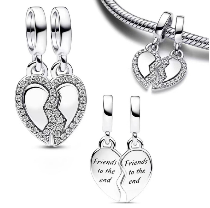 Friends to the End Heart Dangle Charm