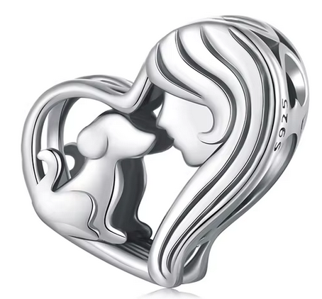 Girl & Dog Heart Charm